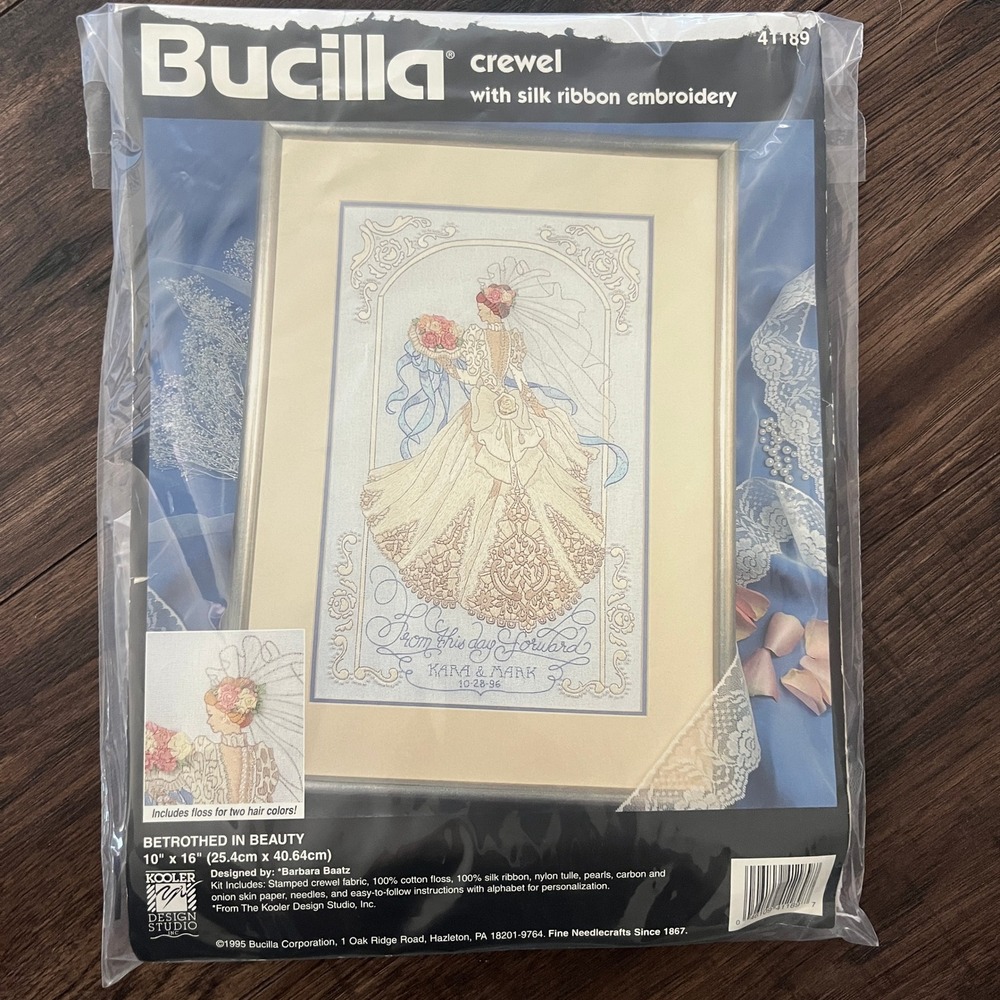 Bucilla Betrothed In Beauty Crewel Silk Ribbon Embroidery Kit 41189